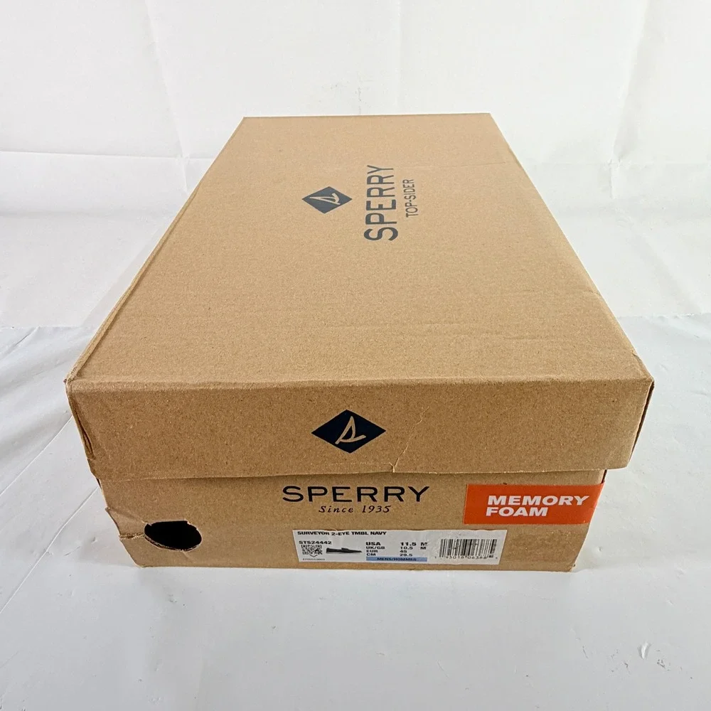 Sperry Top-Sider Men's Surveyor 2-Eye Leather Navy Boat Shoes Size 11.5 M